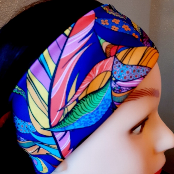 Layered feathers colorful wide fitness headband - Picture 4 of 4